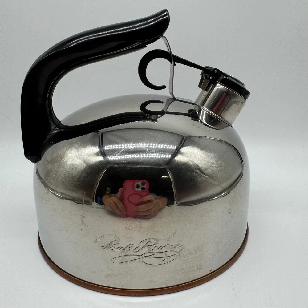 Vintage Paul Revere Signature Tea Kettle Copper Bottom Whistling Stainless